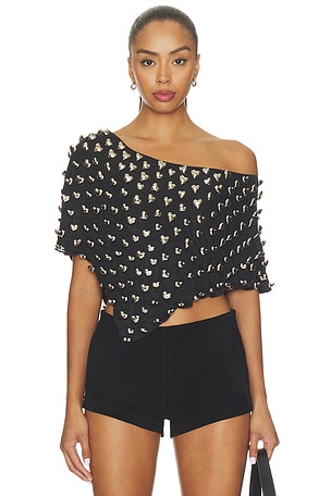Heart Charm Cropped Poncho Understated Leather