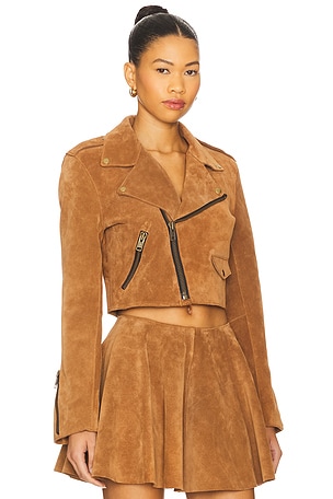 Understated Leather Sugar High Moto Jacket in Brown