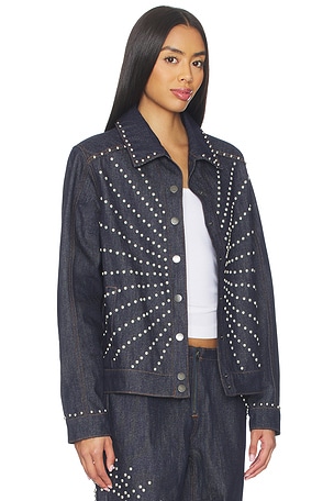 Understated Leather Sunburst Jacket in Black