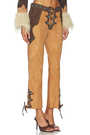 Understated Leather Record Pant in Brown. Size XS. Also