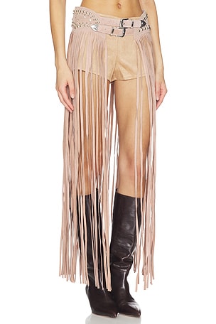 Understated Leather Paris Texas Maxi Skirt in Mauve