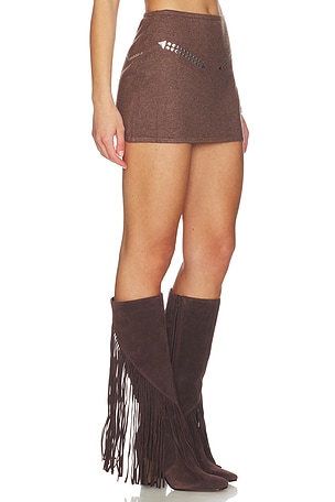 Understated Leather Moonshine Skirt in Brown