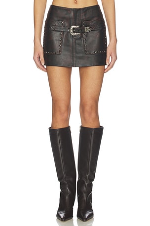 Low Rise Buckle Skirt Understated Leather