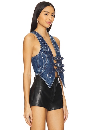Understated Leather Money Maker Top in Blue