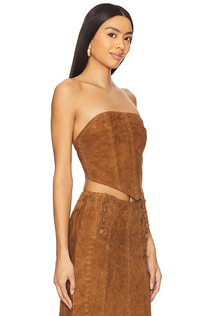 Understated Leather Handkerchief Leather Top in Brown. Size XS. Also