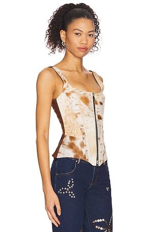 Understated Leather x REVOLVE Cowhide Bustier in Ivory,Brown