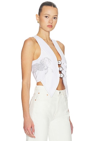 Understated Leather Party Horse Vest in White