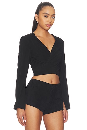 Understated Leather x REVOLVE Long Sleeve Wrap Top in Black