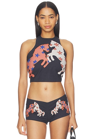 x REVOLVE Beaded Horse Top Understated Leather