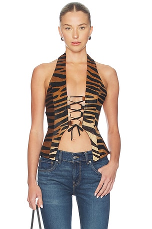 x REVOLVE Backless Zebra Top Understated Leather