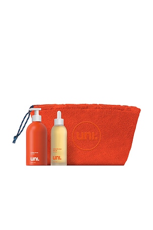 CONJUNTO DE BANHO E CORPO BODY GLOW KIT: SERUM, BODY OIL, & TERRY BAG Uni
