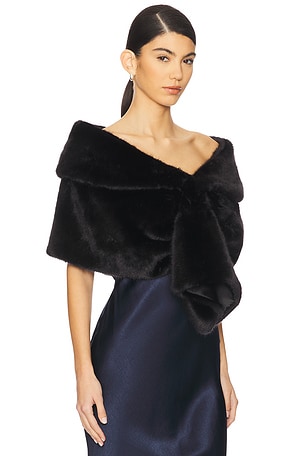 Unreal Fur Champagne Wrap in Black