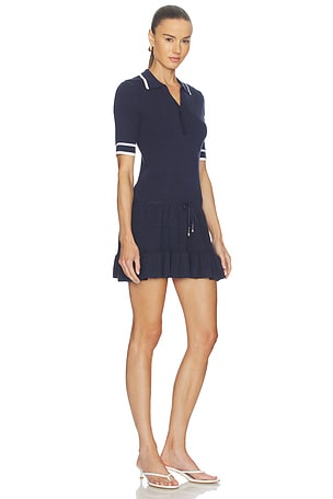 THE UPSIDE Plume Knit Collared Dress in Navy