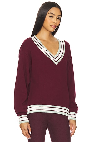 THE UPSIDE Josette V Neck Knit Sweater in Burgundy