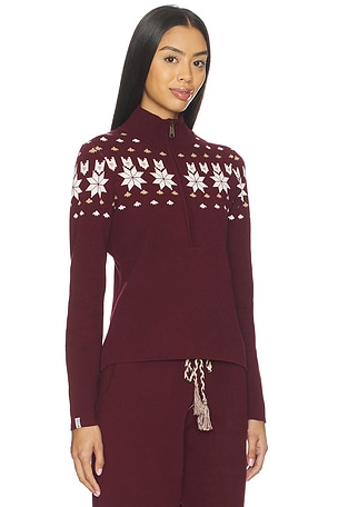 THE UPSIDE Le Ski Blanche Half Zip Sweater in Burgundy