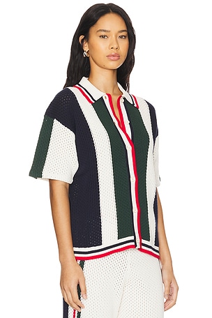 THE UPSIDE Reverie Chino Shirt in White,Dark Green