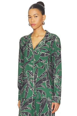 THE UPSIDE Tamara Rio Collared Top in Dark Green