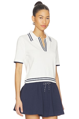THE UPSIDE Archie Collared Knit Polo Top in White