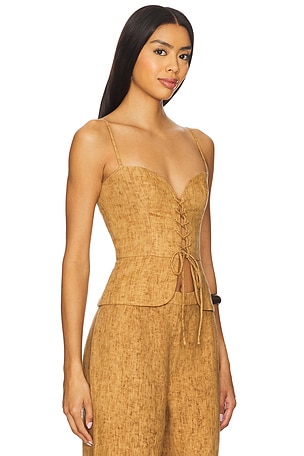 Usisi Sister Josie Linen Top in Tan