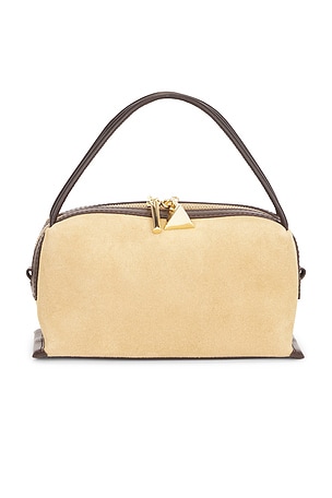 VERAFIED Suede Cafe Mini Bag in Gold in Metallic Gold