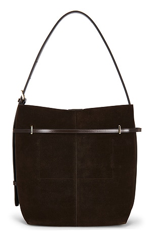 VERAFIED x REVOLVE X Revolve Suede Belted Tote Bag in Brown