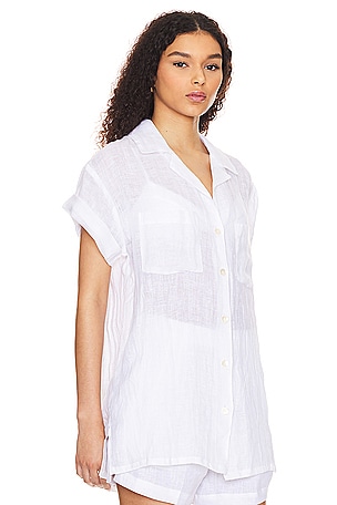 vitamin A Playa Pocket Blouse in White. Size XS. Also