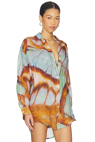 vitamin A Playa Boyfriend Shirt in Brown,Baby Blue