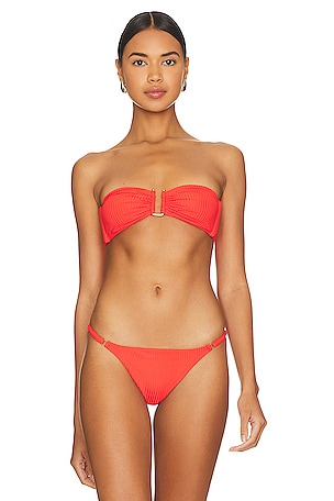 Indah Nova Cutaway Bikini Top in Coral
