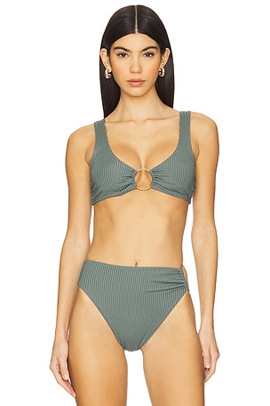 Skylar Bikini Top in Sea Green Eco Rib vitamin A