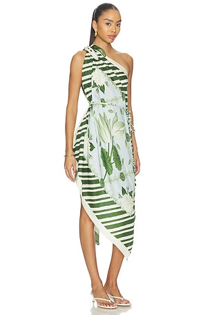 Verandah Multiway Scarf Blouse Dress in Green,Blue