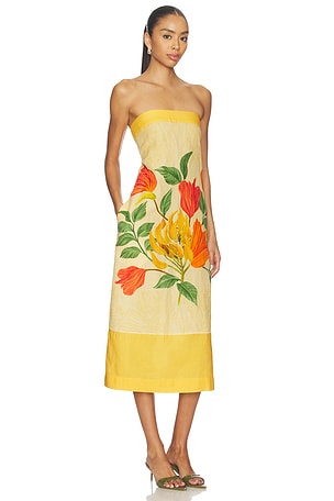 Verandah Strapless Shift Dress in Yellow