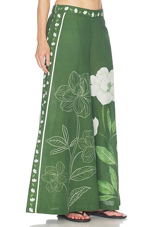 Verandah Magnolia Flared Pants in Green