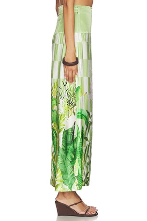 Verandah Pushpanjali Wrap Maxi Skirt in Green