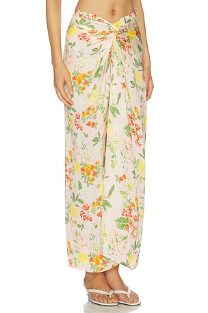 Verandah Hand Draped Floral Skirt in Multi
