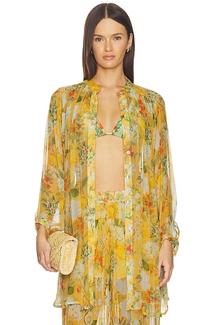 Verandah Boho Mini Shirt Dress in Mustard. Size XL. Also