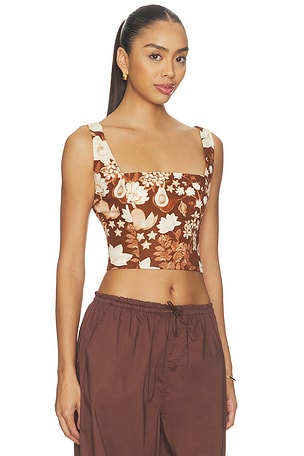 Verandah Square Neck Crop Blouse in Chocolate