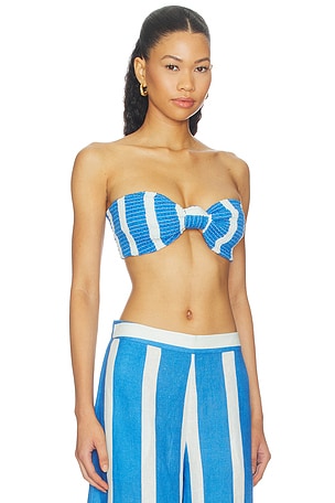 Verandah Smocked Bandeau Top in Blue