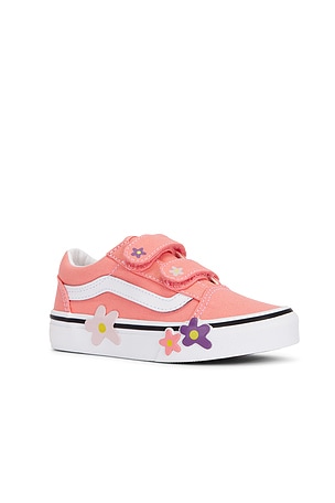 Vans Kids Old Skool V Flower Sneaker in Pink. Size 13. Also