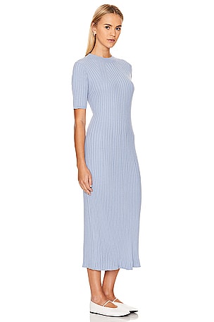 Varley Maeve Knit Midi Dress in Baby Blue