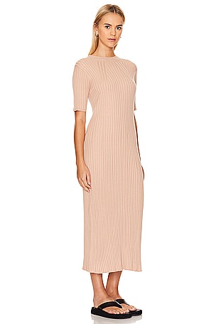 Varley Maeve Knit Midi Dress in Taupe