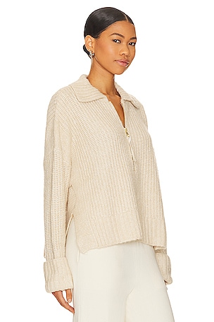 Varley Elia Half Zip Knit Pullover in Neutral