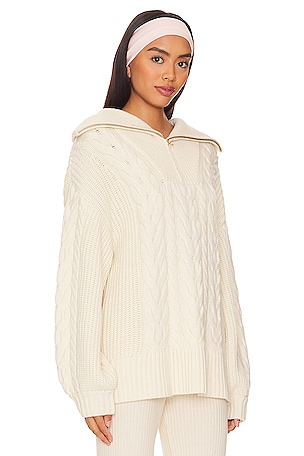 Varley Daria Half Zip Sweater in White