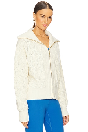 Varley Lando Full Zip Knit Sweater in Cream