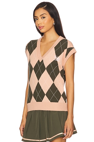 Varley Avika Argyle Vest in Rose,Olive