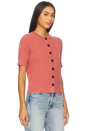 Varley Micha Short Sleeve Cardigan in Mauve