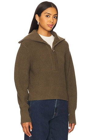 Varley Maura Half Zip Rib Knit in Olive