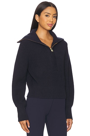 Varley Maura Half Zip Rib Knit in Navy