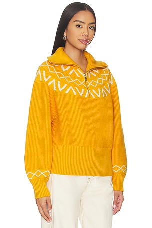 Varley Sigrid Fairisle Half Zip Knit Sweater in Yellow