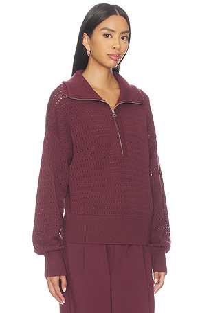 Varley Darla Half Zip Knit Sweater in Burgundy