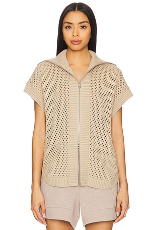 Varley Gianna Zip Through Vest in Beige